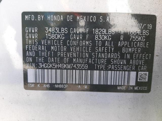 Photo 11 VIN: 3HGGK5H49KM743559 - HONDA FIT LX 