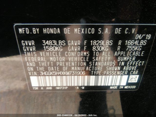 Photo 8 VIN: 3HGGK5H4XKM731906 - HONDA FIT 