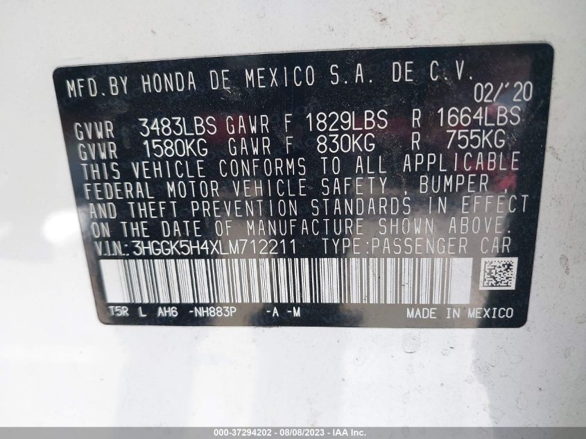 Photo 8 VIN: 3HGGK5H4XLM712211 - HONDA FIT 