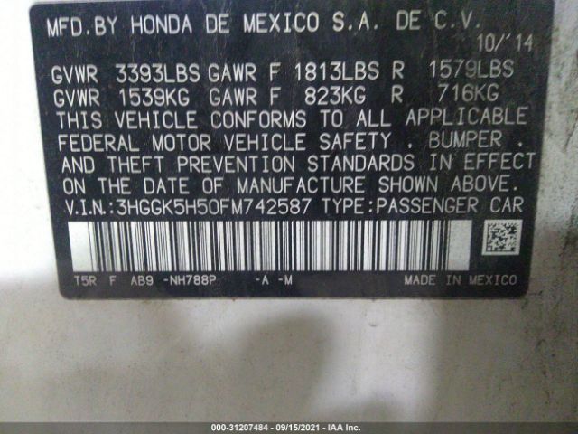 Photo 8 VIN: 3HGGK5H50FM742587 - HONDA FIT 