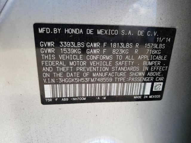 Photo 9 VIN: 3HGGK5H53FM748559 - HONDA FIT LX 