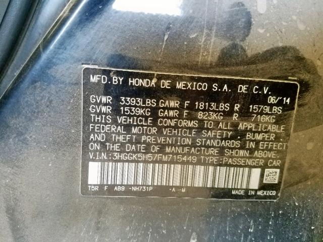 Photo 9 VIN: 3HGGK5H57FM715449 - HONDA FIT LX 