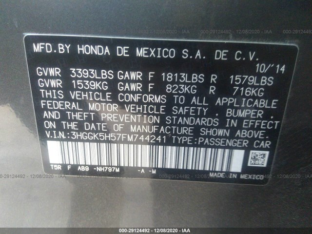 Photo 8 VIN: 3HGGK5H57FM744241 - HONDA FIT 