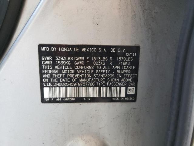 Photo 9 VIN: 3HGGK5H59FM757766 - HONDA FIT LX 