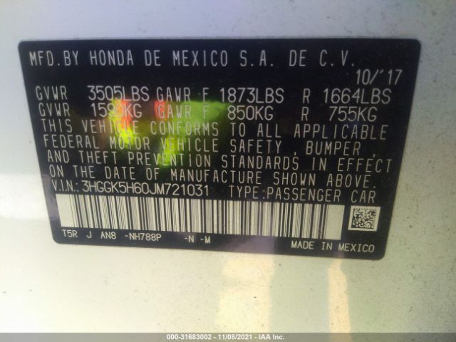 Photo 8 VIN: 3HGGK5H60JM721031 - HONDA FIT 