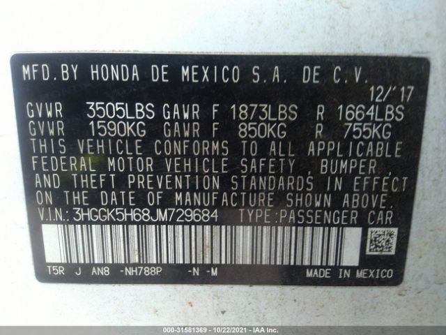 Photo 8 VIN: 3HGGK5H68JM729684 - HONDA FIT 