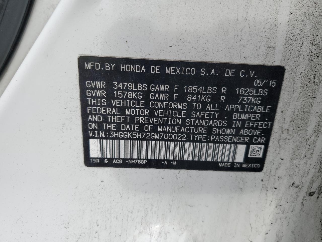 Photo 12 VIN: 3HGGK5H72GM700022 - HONDA FIT 