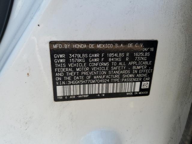 Photo 11 VIN: 3HGGK5H77GM704924 - HONDA FIT EX 