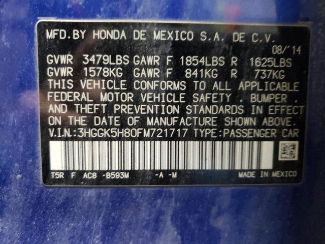 Photo 11 VIN: 3HGGK5H80FM721717 - HONDA FIT EX 