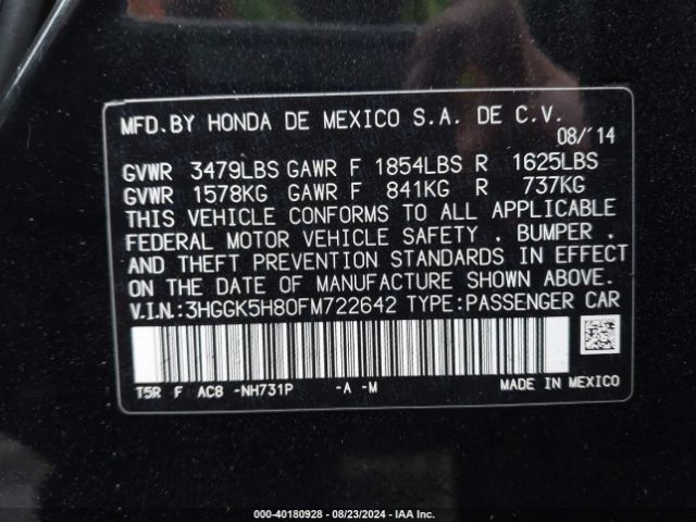 Photo 8 VIN: 3HGGK5H80FM722642 - HONDA FIT 