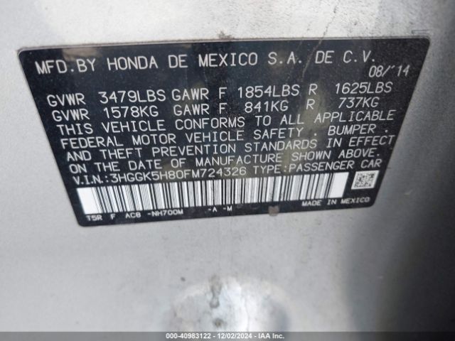 Photo 8 VIN: 3HGGK5H80FM724326 - HONDA FIT 