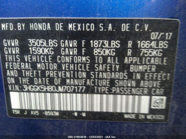 Photo 8 VIN: 3HGGK5H80JM707177 - HONDA FIT 