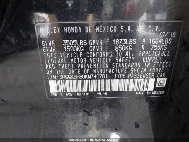 Photo 8 VIN: 3HGGK5H80KM740701 - HONDA FIT 