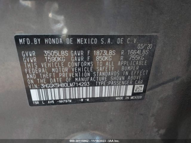 Photo 8 VIN: 3HGGK5H80LM714293 - HONDA FIT 