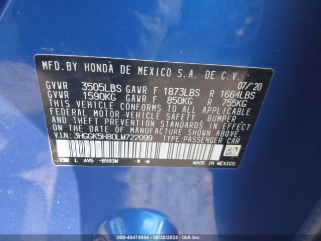 Photo 8 VIN: 3HGGK5H80LM722099 - HONDA FIT 