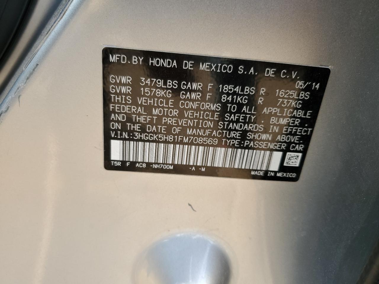 Photo 11 VIN: 3HGGK5H81FM708569 - HONDA FIT 