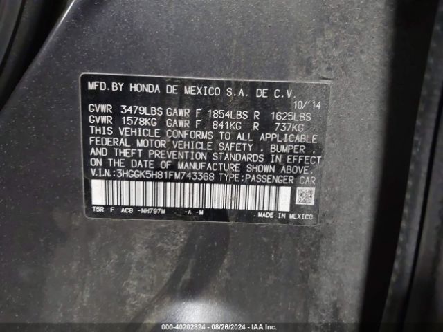 Photo 8 VIN: 3HGGK5H81FM743368 - HONDA FIT 