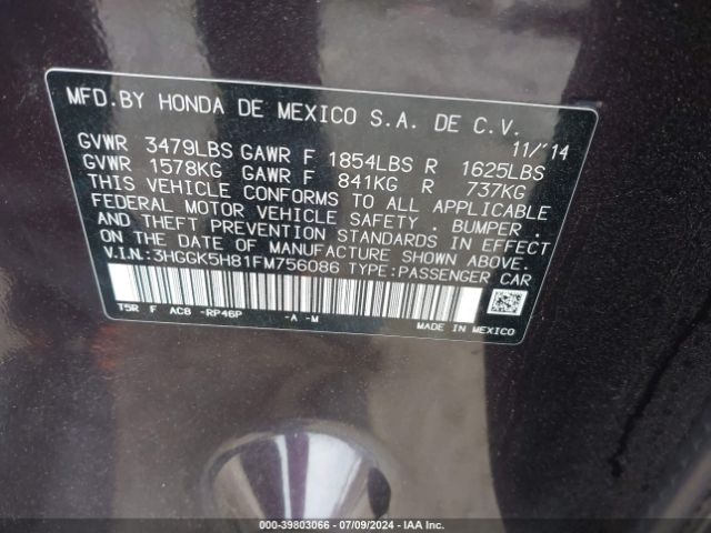 Photo 8 VIN: 3HGGK5H81FM756086 - HONDA FIT 