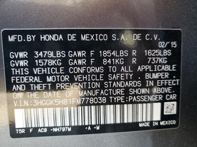 Photo 12 VIN: 3HGGK5H81FM778038 - HONDA FIT EX 