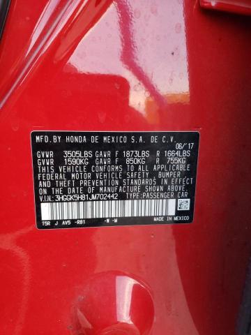 Photo 11 VIN: 3HGGK5H81JM702442 - HONDA FIT EX 