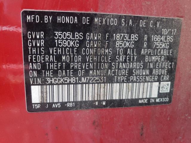 Photo 9 VIN: 3HGGK5H81JM722531 - HONDA FIT EX 