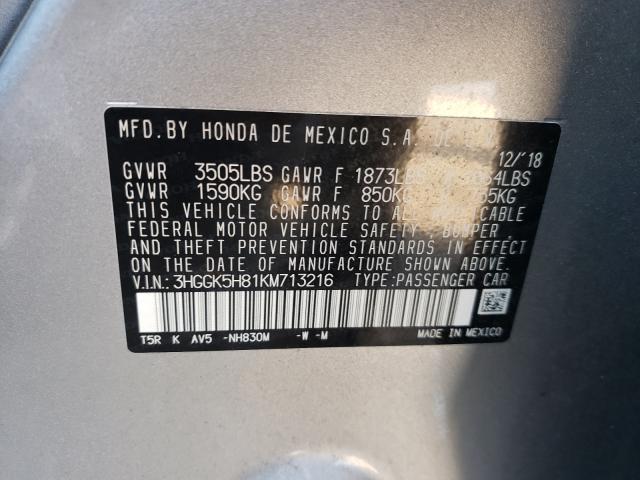 Photo 9 VIN: 3HGGK5H81KM713216 - HONDA FIT EX 