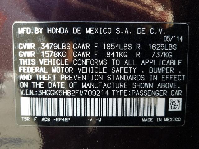 Photo 9 VIN: 3HGGK5H82FM709214 - HONDA FIT EX 