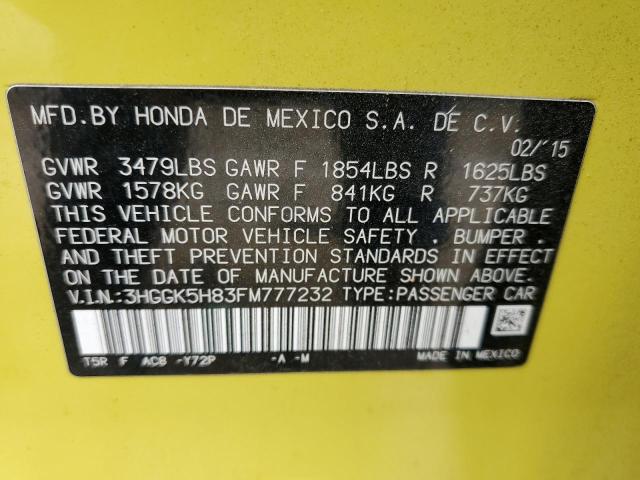 Photo 12 VIN: 3HGGK5H83FM777232 - HONDA FIT EX 