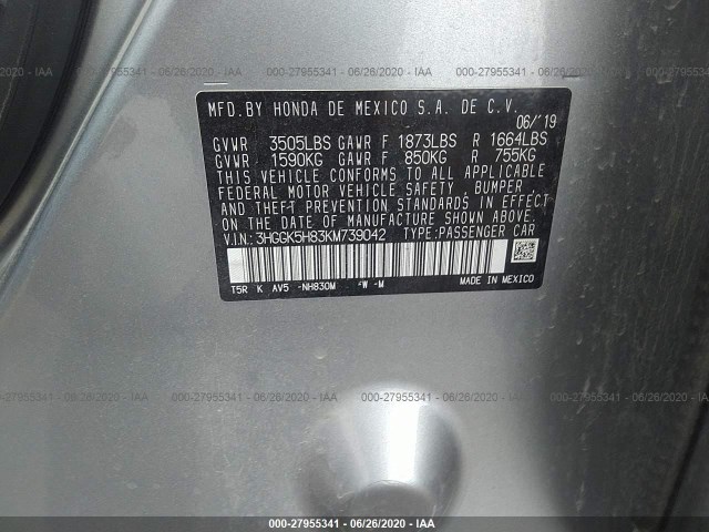 Photo 8 VIN: 3HGGK5H83KM739042 - HONDA FIT 