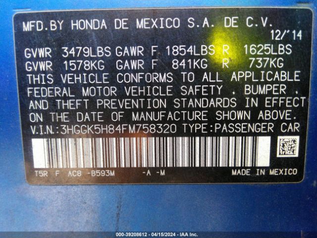 Photo 8 VIN: 3HGGK5H84FM758320 - HONDA FIT 