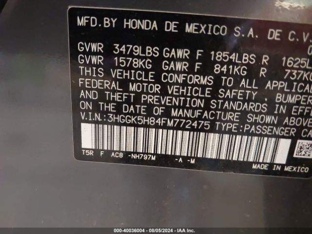 Photo 8 VIN: 3HGGK5H84FM772475 - HONDA FIT 