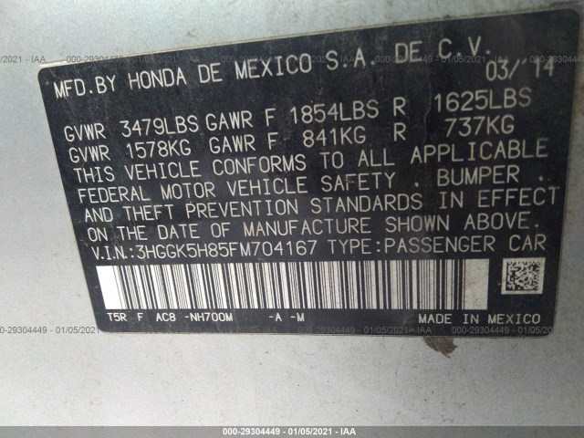 Photo 8 VIN: 3HGGK5H85FM704167 - HONDA FIT 