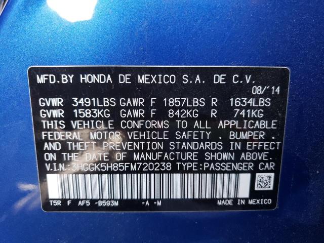 Photo 9 VIN: 3HGGK5H85FM720238 - HONDA FIT EX 