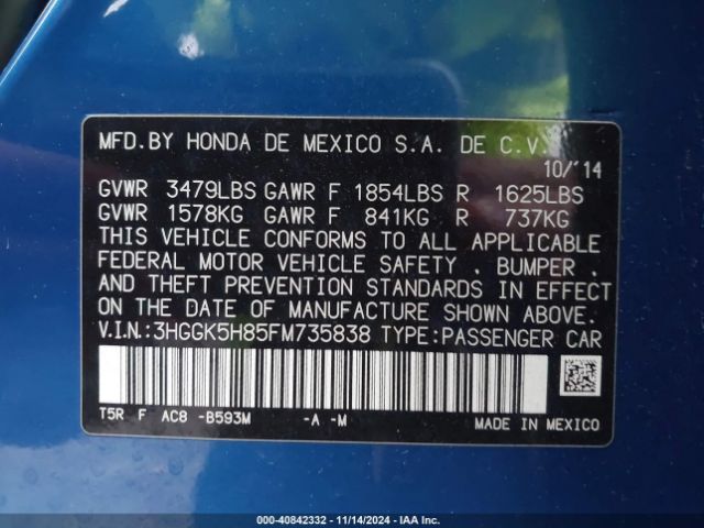 Photo 8 VIN: 3HGGK5H85FM735838 - HONDA FIT 