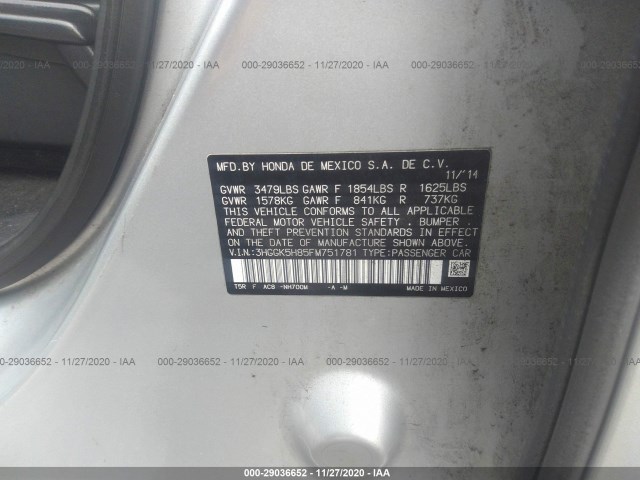 Photo 8 VIN: 3HGGK5H85FM751781 - HONDA FIT 