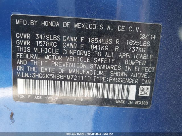 Photo 8 VIN: 3HGGK5H86FM721110 - HONDA FIT 