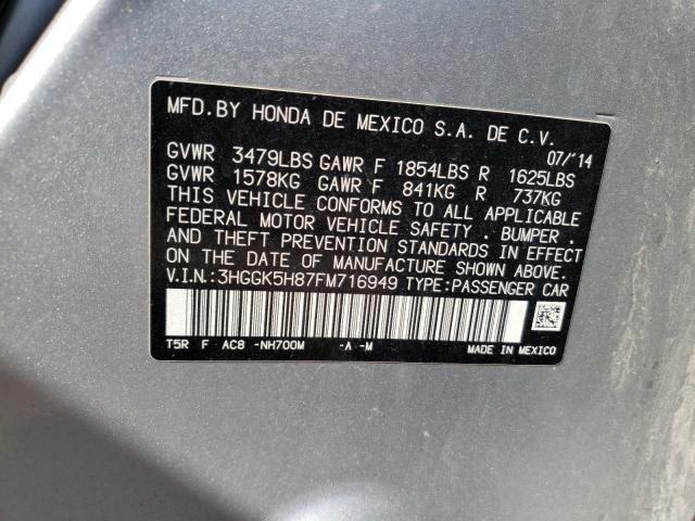 Photo 9 VIN: 3HGGK5H87FM716949 - HONDA FIT EX 