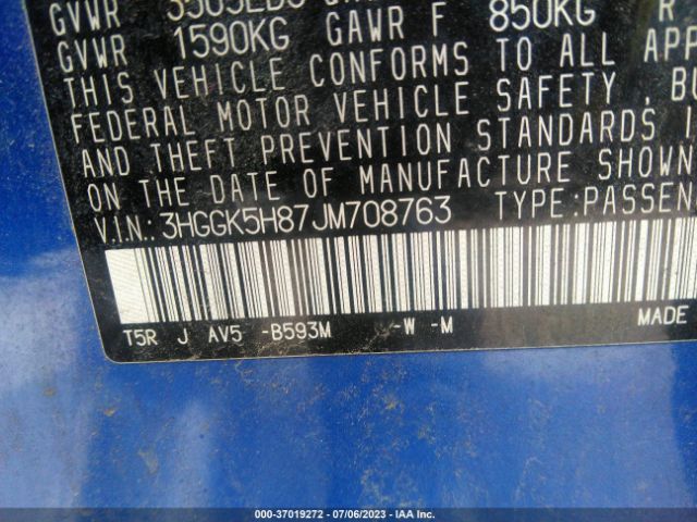 Photo 8 VIN: 3HGGK5H87JM708763 - HONDA FIT 