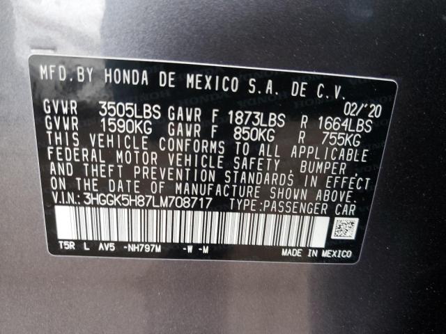 Photo 11 VIN: 3HGGK5H87LM708717 - HONDA FIT EX 