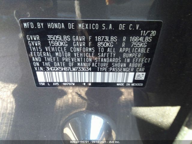 Photo 8 VIN: 3HGGK5H87LM733634 - HONDA FIT 