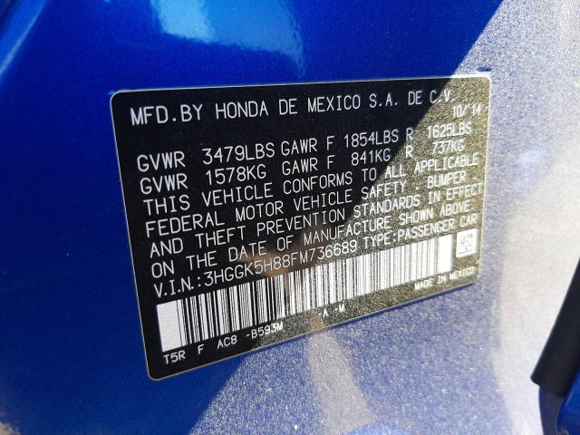 Photo 9 VIN: 3HGGK5H88FM736689 - HONDA FIT EX 