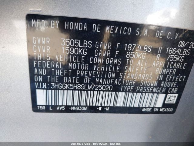 Photo 8 VIN: 3HGGK5H89LM725020 - HONDA FIT 