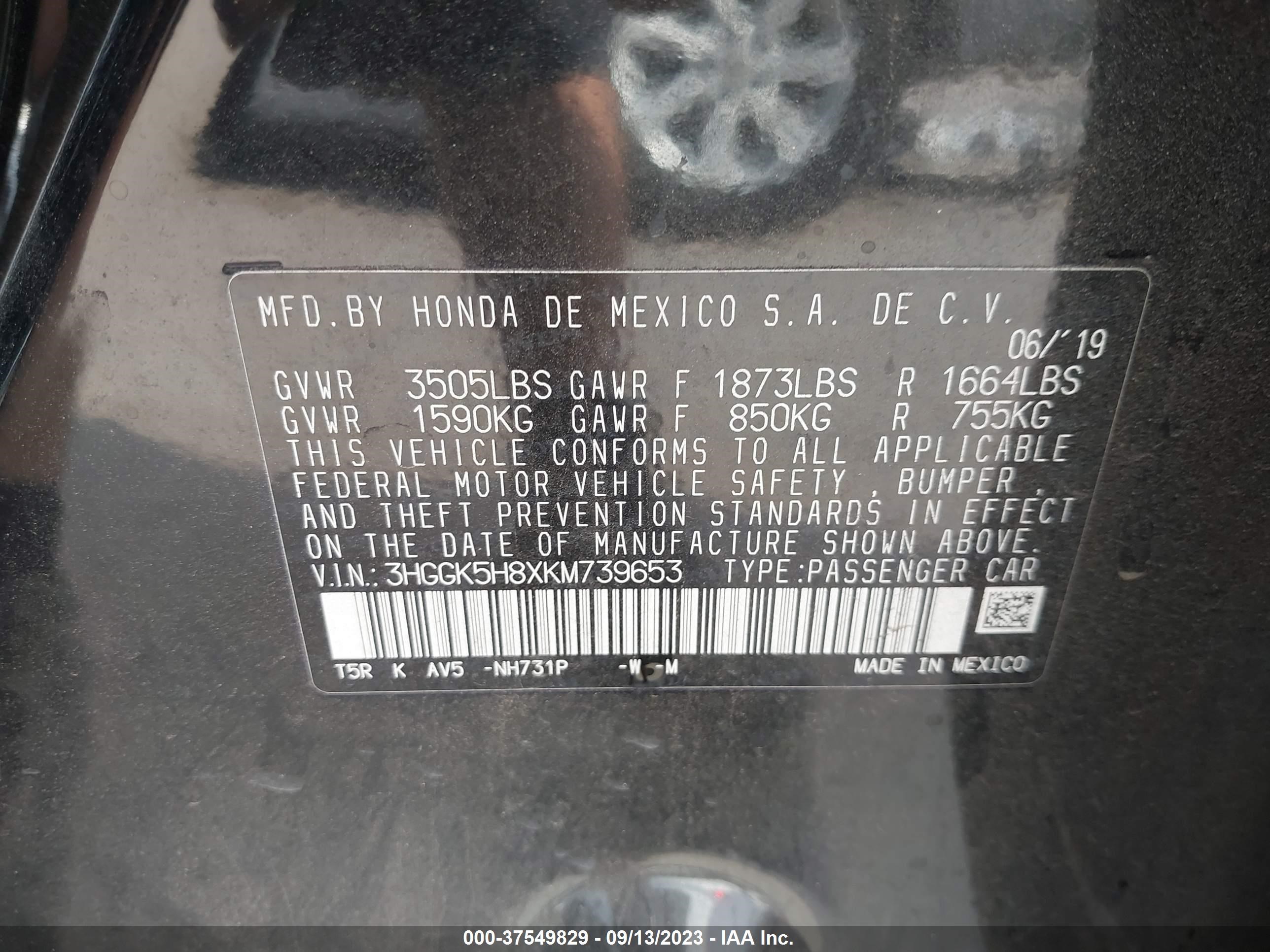 Photo 8 VIN: 3HGGK5H8XKM739653 - HONDA FIT 