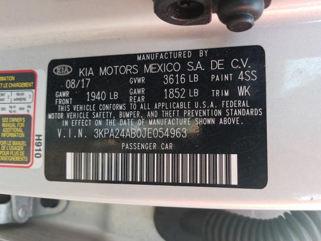 Photo 9 VIN: 3KPA24AB0JE054963 - KIA RIO LX 