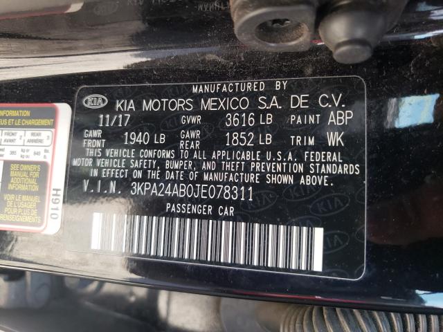 Photo 9 VIN: 3KPA24AB0JE078311 - KIA RIO LX 