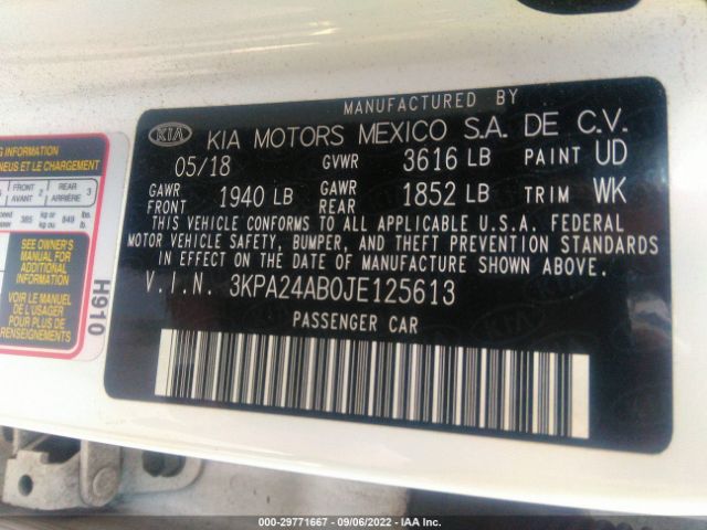 Photo 8 VIN: 3KPA24AB0JE125613 - KIA RIO 