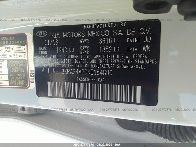 Photo 8 VIN: 3KPA24AB0KE184890 - KIA RIO 