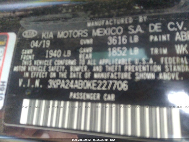 Photo 8 VIN: 3KPA24AB0KE227706 - KIA RIO 