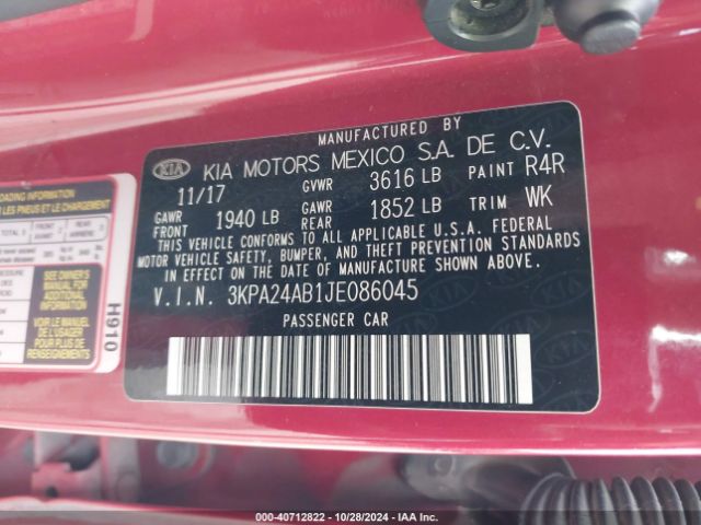 Photo 8 VIN: 3KPA24AB1JE086045 - KIA RIO 