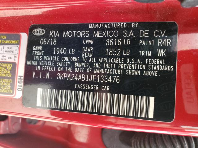 Photo 9 VIN: 3KPA24AB1JE133476 - KIA RIO LX 